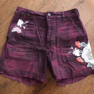 Free People Burgundy Shorts